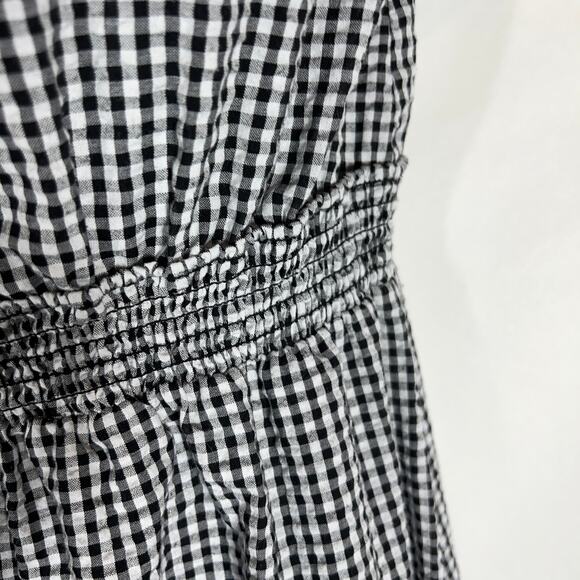 Treasure & Bond Women's Black Gingham Off The Shoulder Dress Convertible Medium - Picture 3 of 9